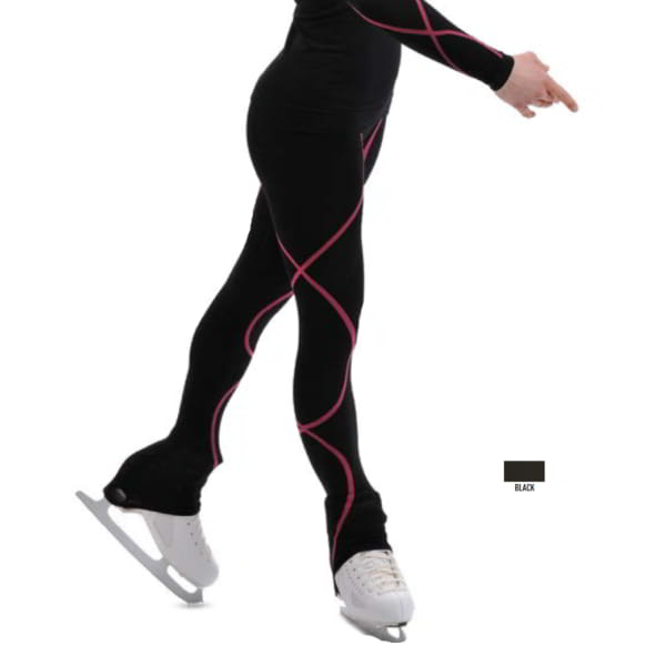 Legging termici in lana Merino colore nero/rosa - Pridance